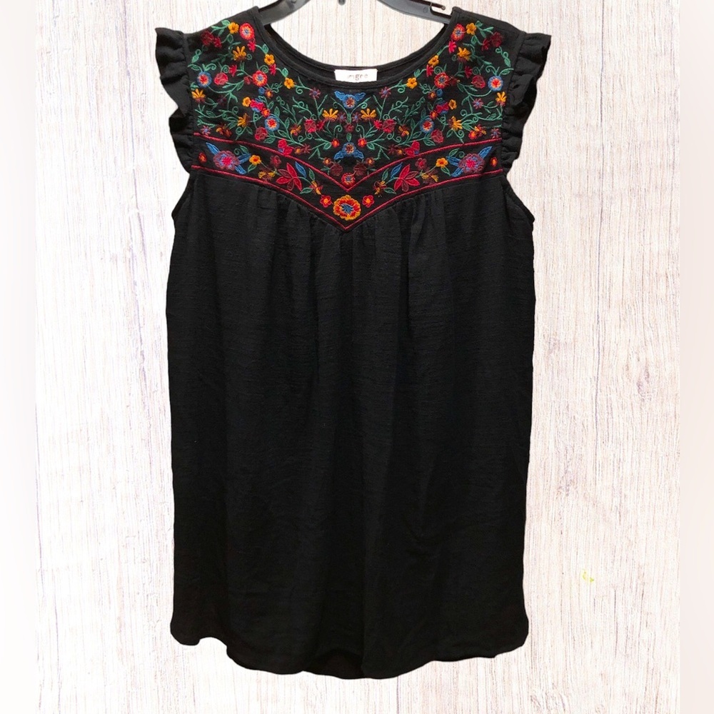 UMGEE Embroidered Boho Gauze Babydoll Lined Dress Coastal Cowgirl Western Ruffle